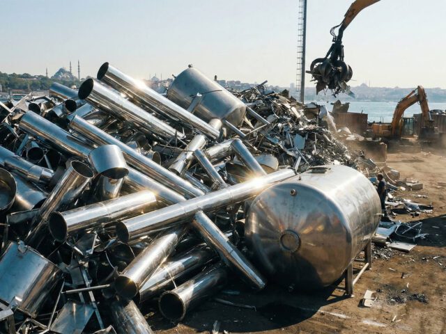 Öztürk Hurda Metal sanayi tipi paslanmaz krom tank ve boru hurdaları