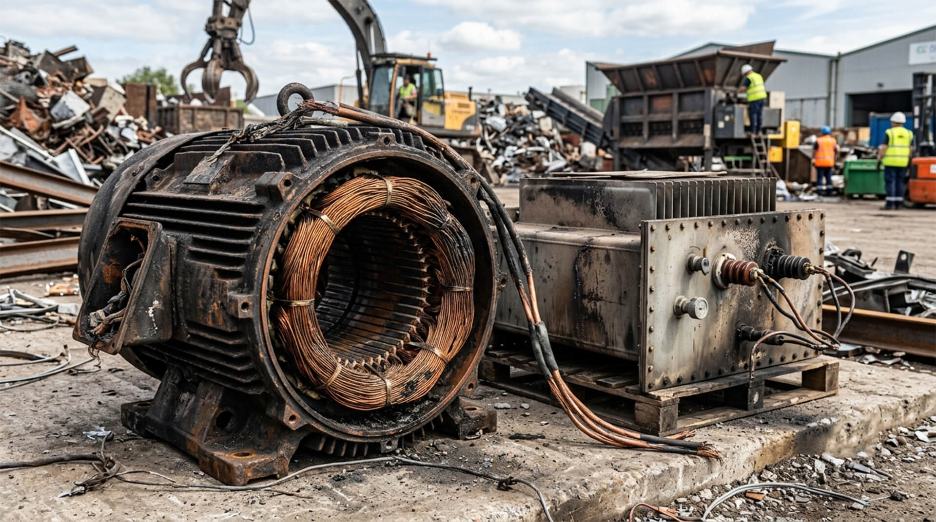 Yanmış hurda elektrik motoru, asansör motoru ve trafo alanlar Öztürk Metal